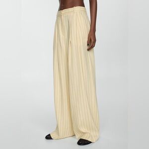 Lightly used- Mango Stripe Linen Blend Pants in butter yellow